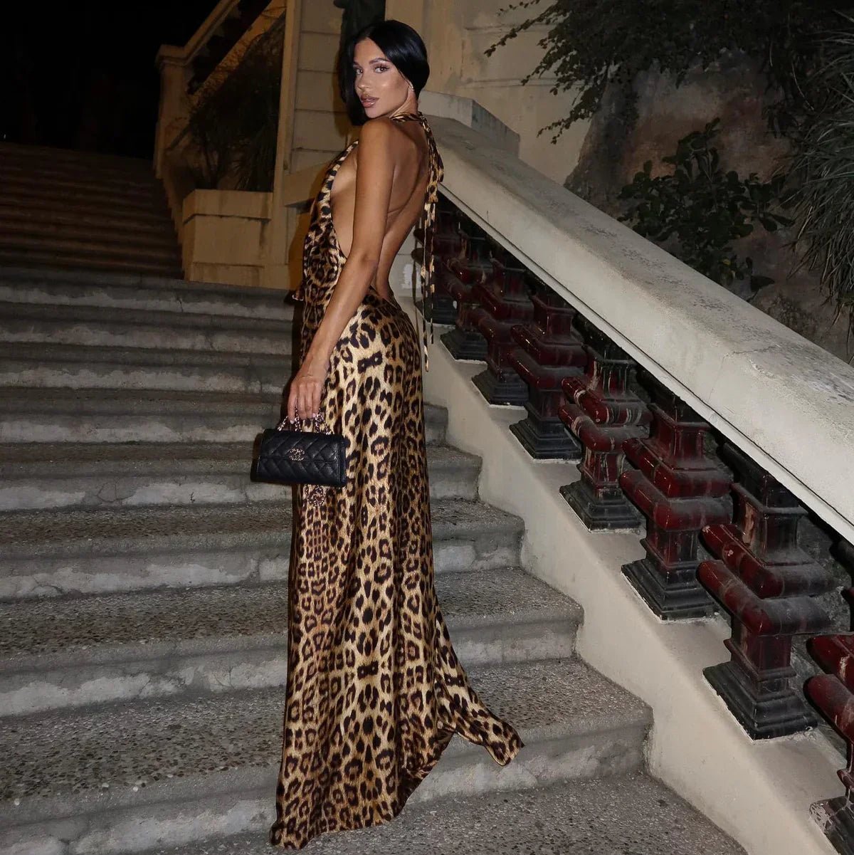SOERA Ivy Leopard Print Halter Backless Maxi Dress - Dresses -  Leopard XS