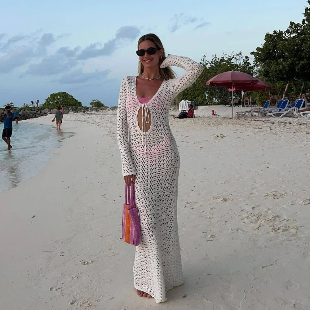 SOERA Lori Hollow Out Crochet Beach Dress - Dresses - 1005007384790575-;RX1772135168693970070 M