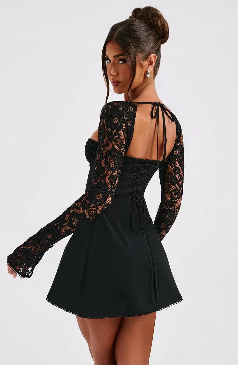 SOERA Louise mini dress with lace details - Dresses - DWOD4-HT169011 red XS