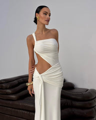 Vestido Maxi Mirelle de Um Ombro Só com Recorte