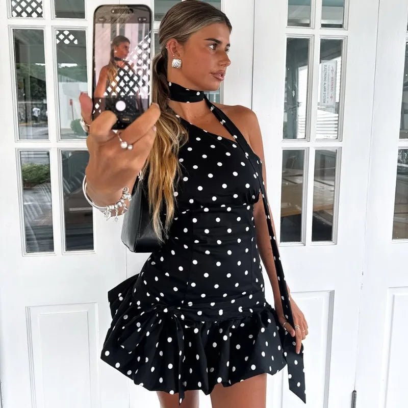 SOERA Nina One Shoulder Polka Dot Mini Dress - Dresses - 1005011810493648-;Rp1775552728136056283 Red S