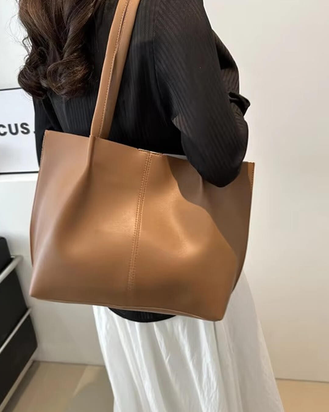 SOERA Calista Faux Leather Tote Bag - Handbags - 1005010041737341-;IB1764877298441951834 Black