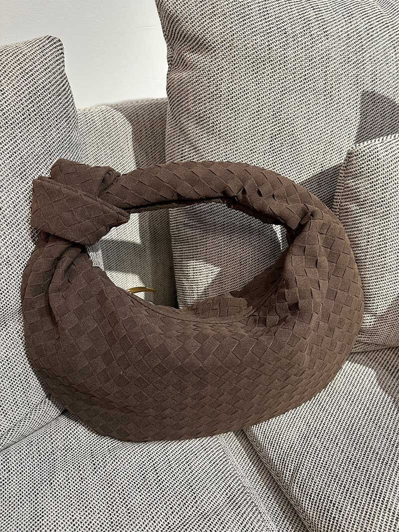SOERA Woven bag medium suede - Handbags - DBAD2-WK285003 Coffee
