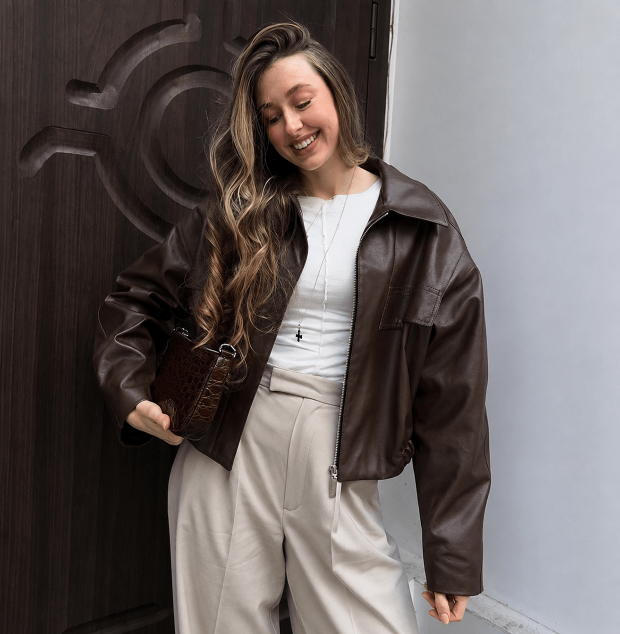 SOERA Azara Vintage Faux Leather Jacket - Jacket - SOERA-752771-BRO-S-99427 Brown S