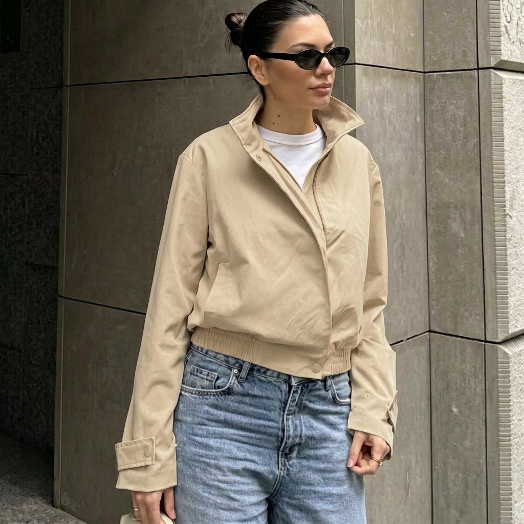 SOERA Carmen Cropped Bomber Jacket - Jacket -  Beige M