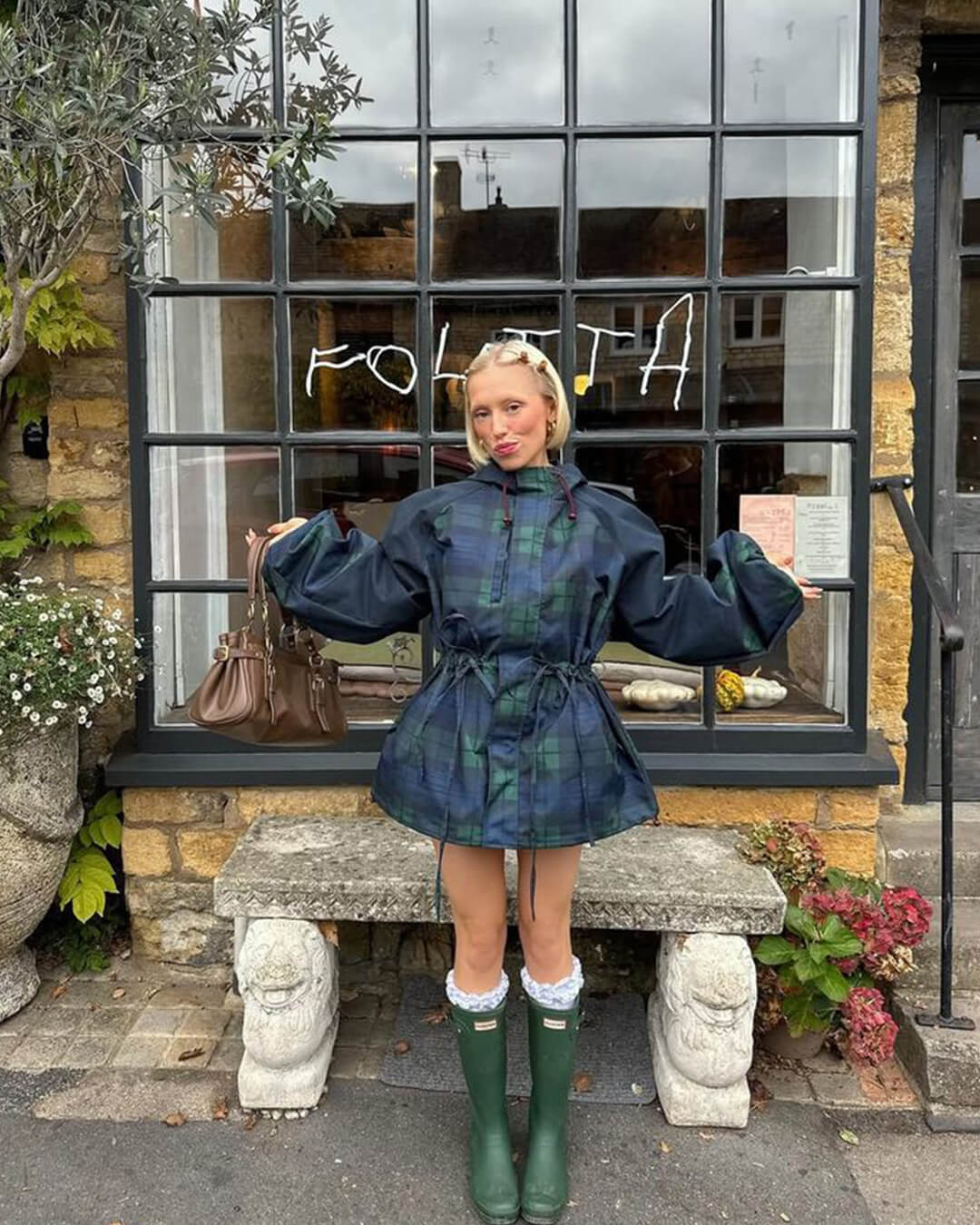 SOERA Emma Oversized Plaid Lace-Up Jacket - Jacket - SOERA-548931-GRI-L-59779 L