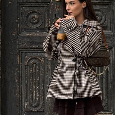 Helena Drawstring Gingham Short Trench