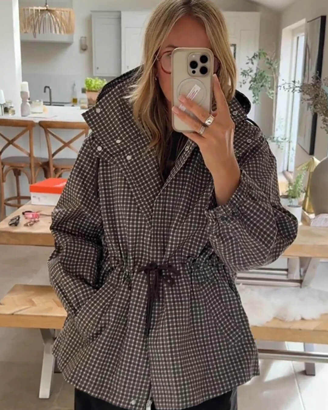 SOERA Katie Plaid Hooded Windbreaker Jacket - Jacket - SOERA-679811-LAT-M-65347 M