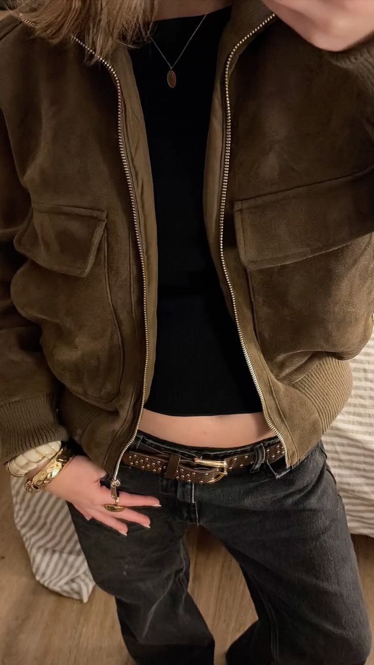 SOERA Natalie Faux Suede Bomber Jacket - Jacket - SOERA-593603-OLI-XS-24995 Coffee XS