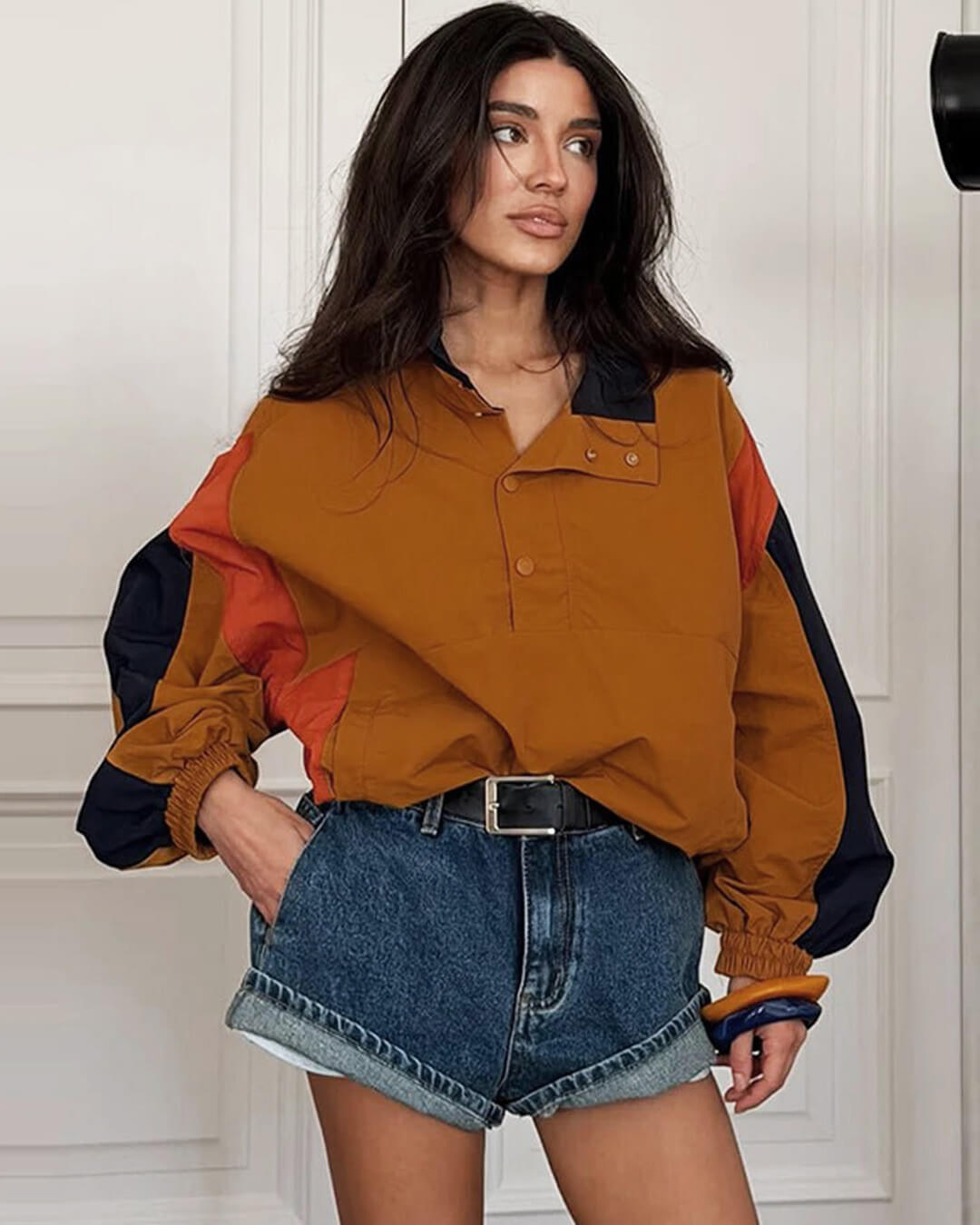 SOERA Nerea Oversized Colorblock Cropped Jacket - Jacket - SOERA-939395-DEF-OS-54948 Orange M