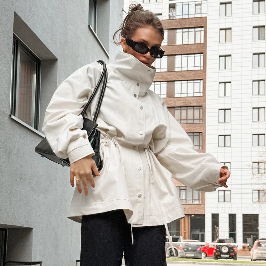 SOERA Rebecca Contrast Collar Windbreaker Jacket - Jacket -  Beige M