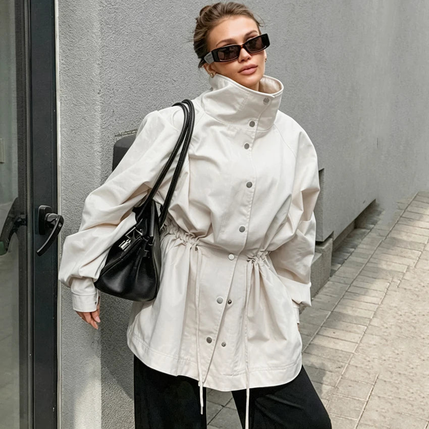 SOERA Rebecca Contrast Collar Windbreaker Jacket - Jacket -  Beige S
