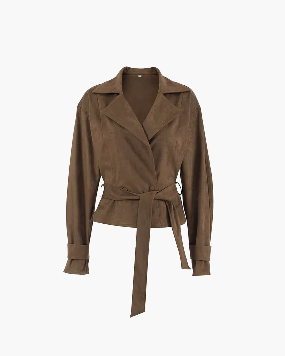 SOERA Ruth Faux Suede Belted Wrap Jacket - Jacket - SOERA-364803-BRO-L-21699 Brown L