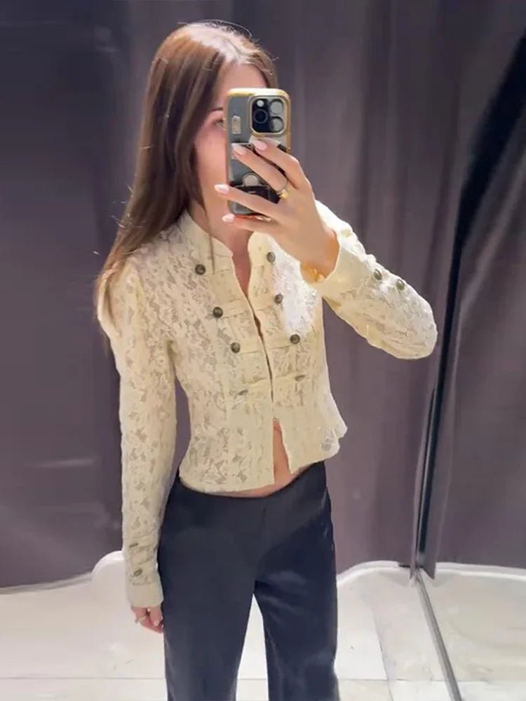 SOERA Sara Sheer Lace Patchwork Jacket - Jacket - SOERA-662851-PHO-S-43299 Beige S