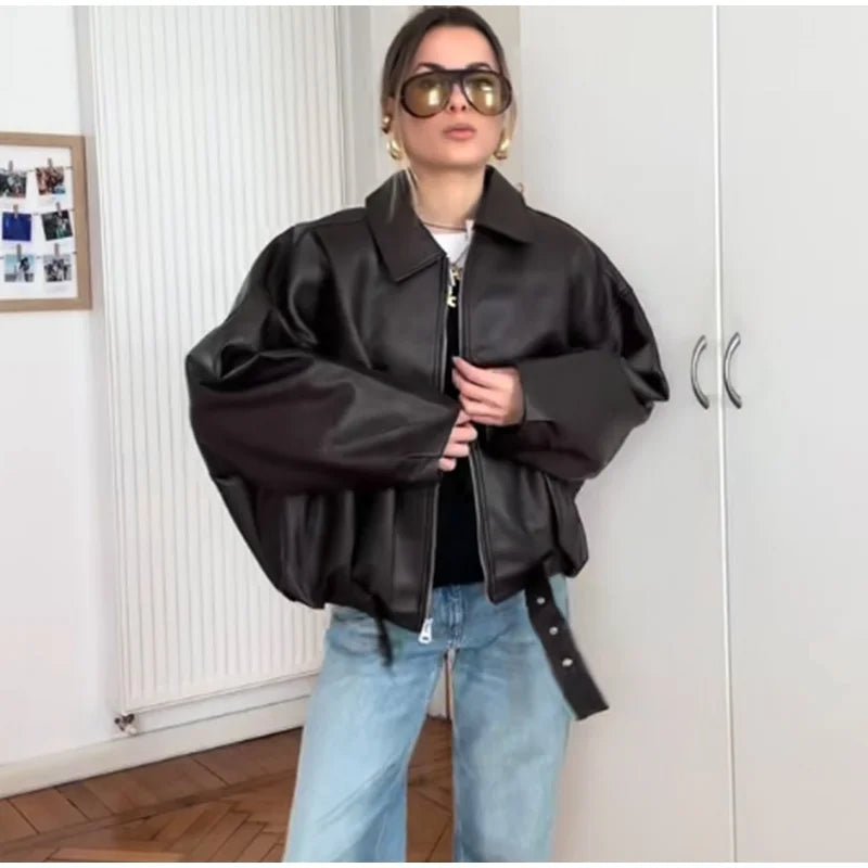 SOERA Carine Leather Moto Jacket - Jackets - 1005010155324280-;LL1770303445159674830 Black S