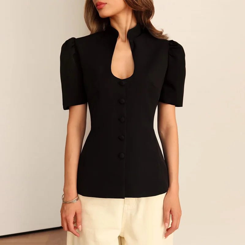 SOERA Collette Stand Collar Top - Jackets - 1005009249508234-;fj1773648365519209082 Black S