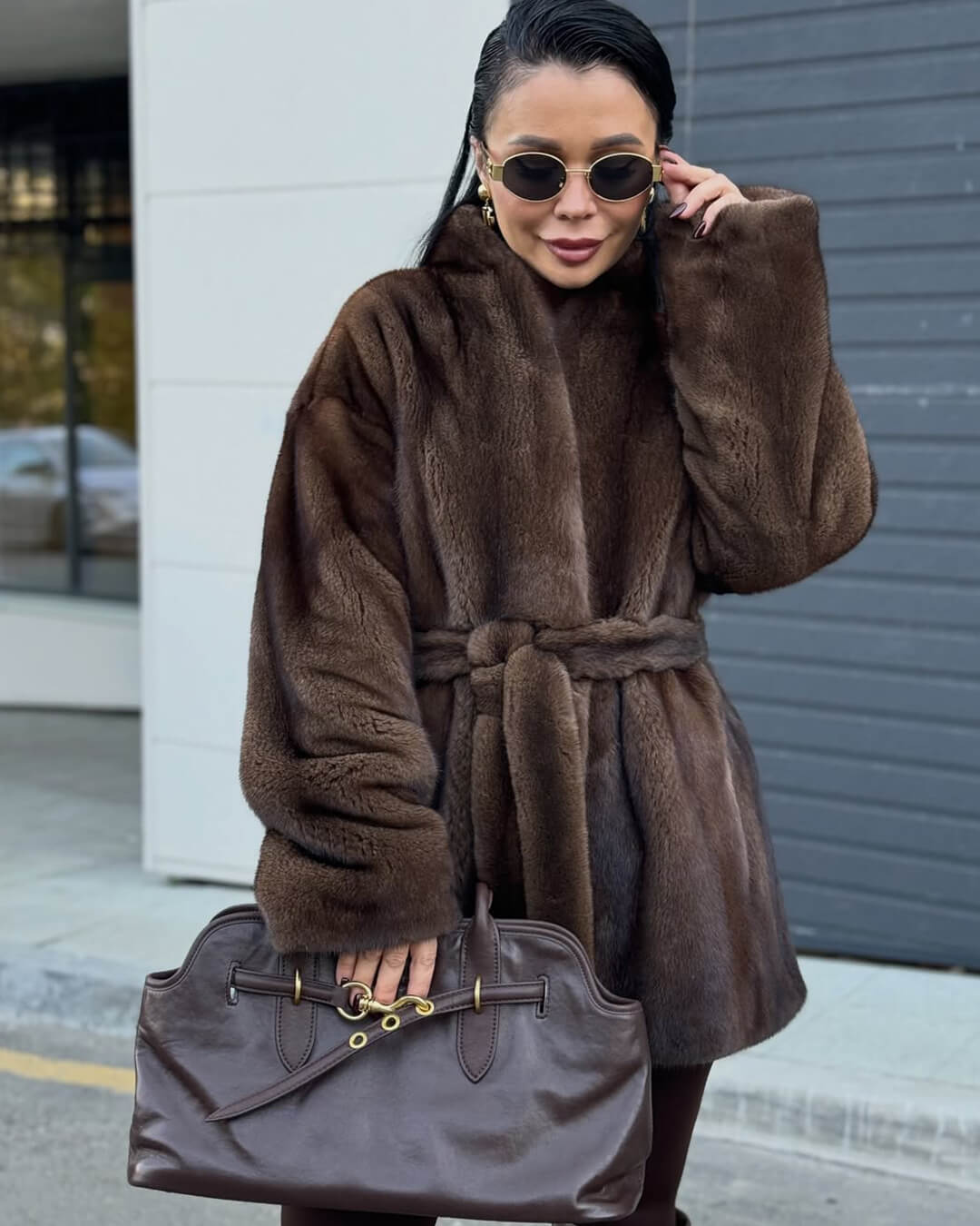 SOERA Hazel Belted Faux Fur Jacket - Jackets - 3256810152833140-;Ho1765284569716578080 L Brown