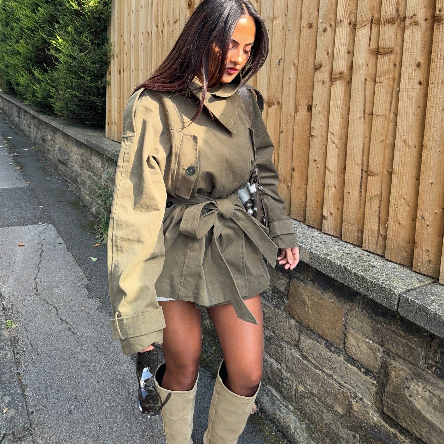 SOERA Kendra Belted Windbreaker Jacket - Jackets - 1005009993886931-;zv1764102180641537244 Army Green XS
