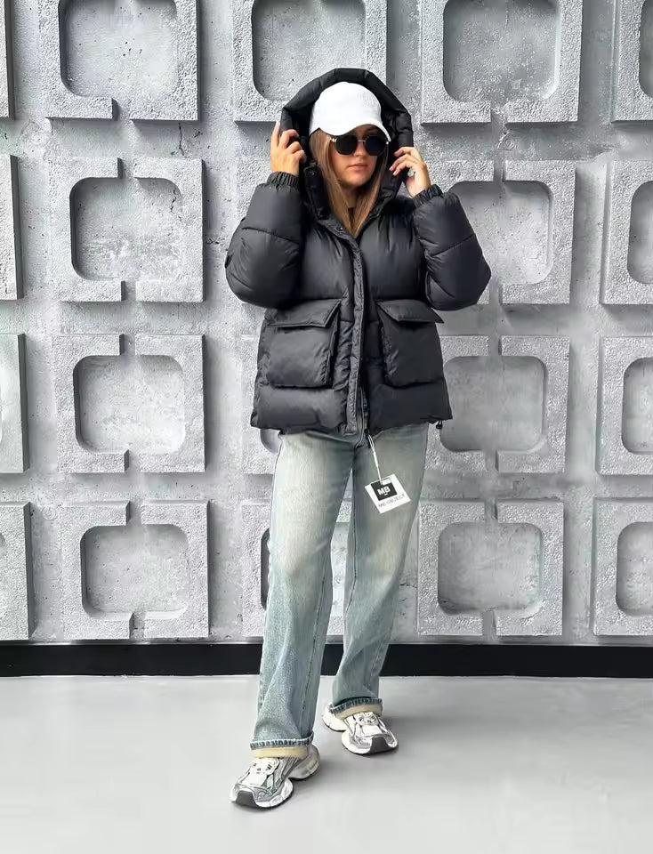 SOERA Lena Cropped Quilted Puffer Jacket - Jackets - SOERA-187331-GRE-S-63299 Grey S