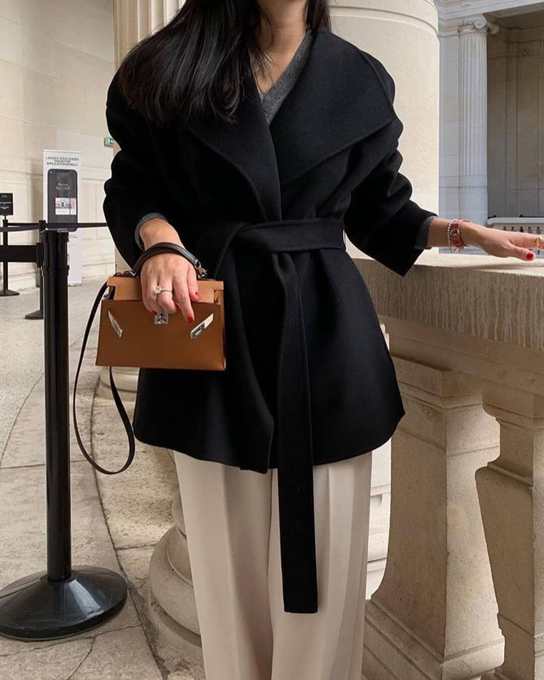 SOERA Lorelie Belted Wrap Coat - Jackets -  Black