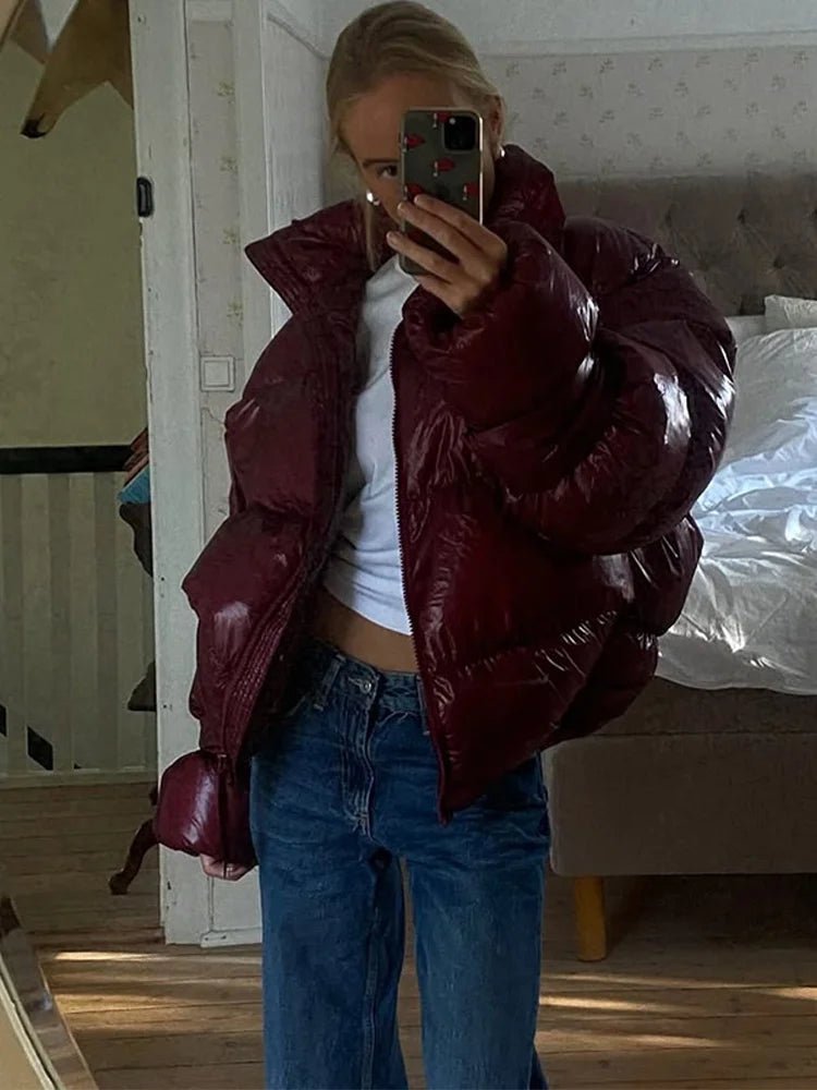 SOERA Olivia Shiny Puffer Jacket - Jackets - 3256809740158148-;Yh1762946091734204089 Red L