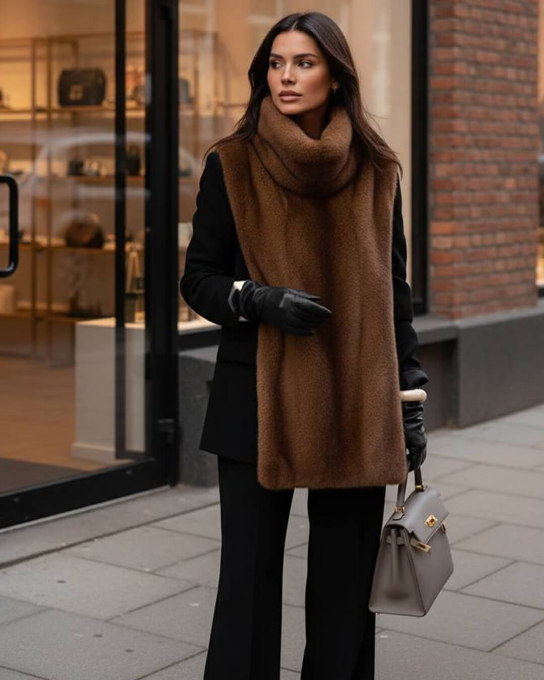SOERA Rina Faux Fur Turtleneck Vest - Jackets -  Gradient Brown