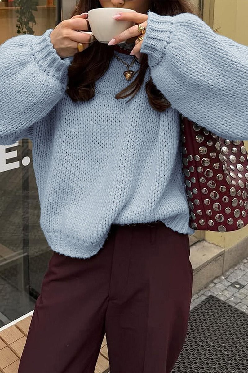 SOERA Zariah Loose Knit Sweater - Jackets - FW1765952739744027564 Blue L