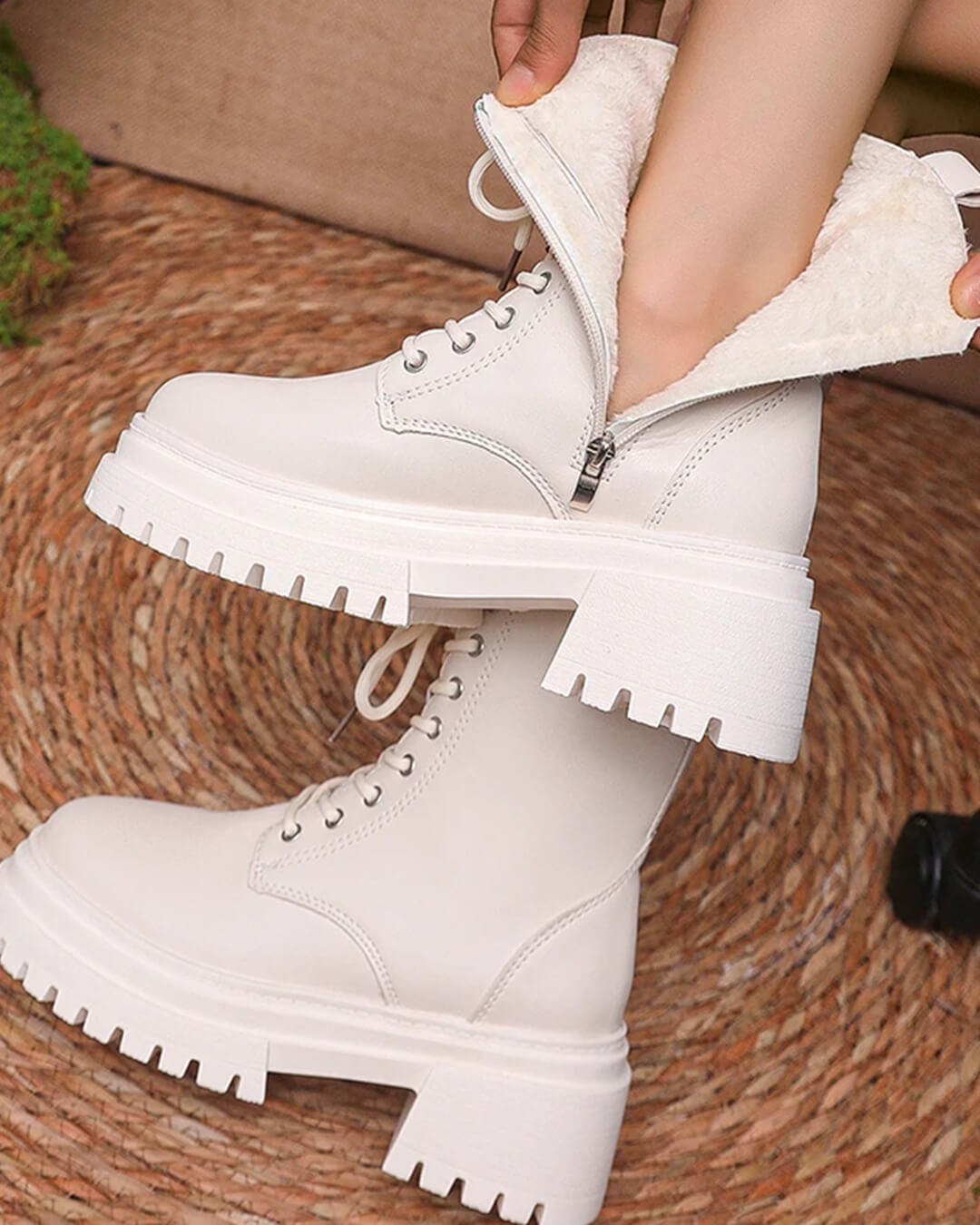 Angela botins de cano curto em peluche