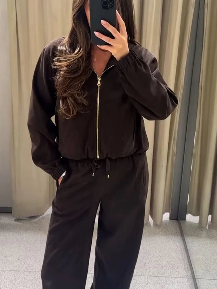 SOERA Amirah Hooded Tracksuit Set - Matching Sets -  Set Coffee
