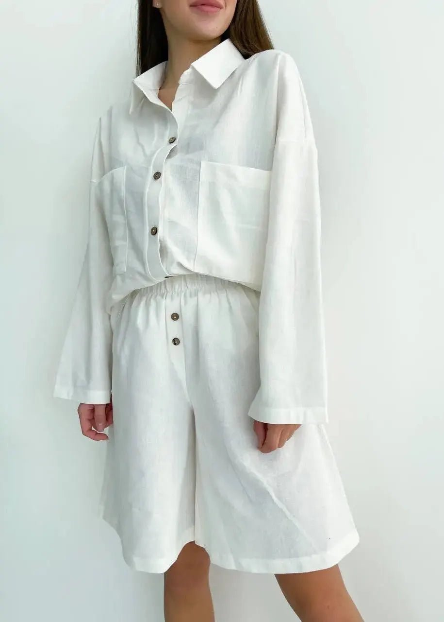 SOERA Beatrice Relaxed Linen Co - Ord Set - Matching Sets -  White S