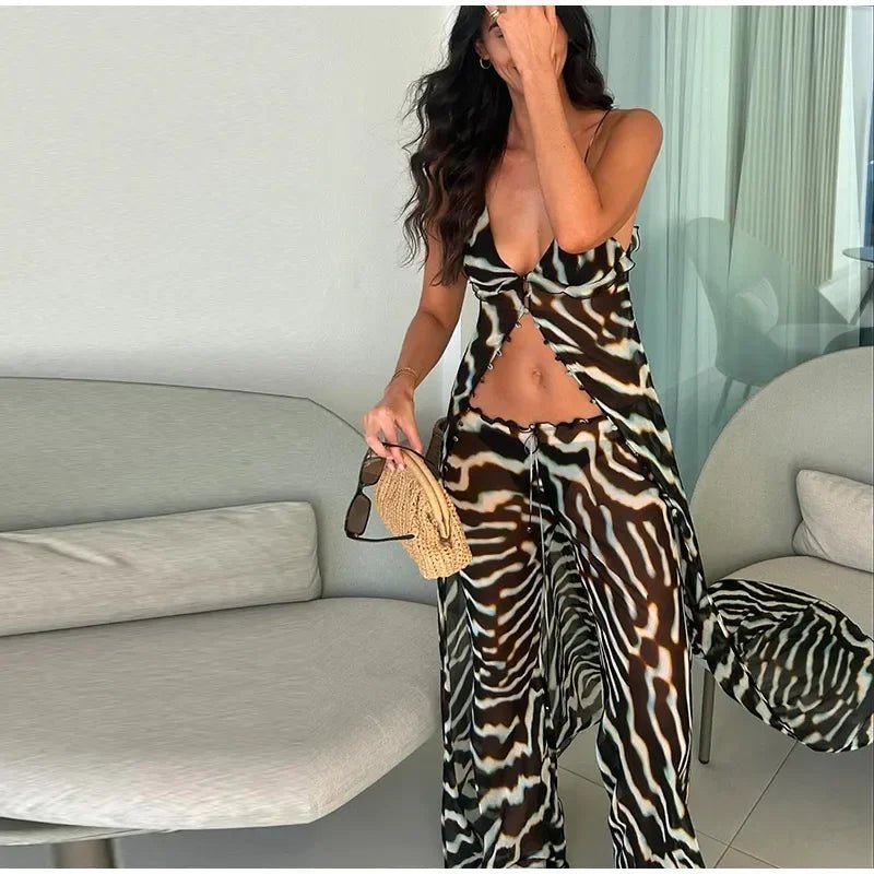 SOERA Bianca Zebra Tunic Top and Trouser Set - Matching Sets -  Set (Top+Pants) M