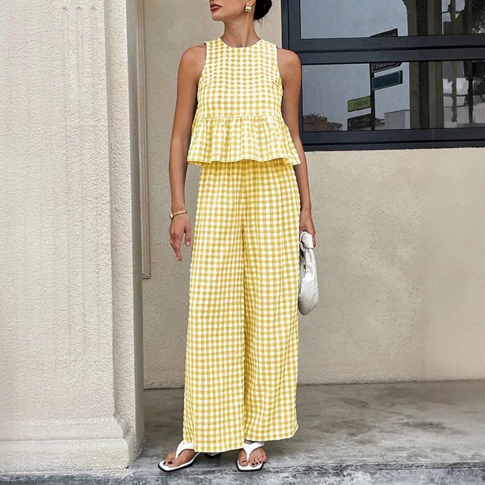 Conjunto de duas peças Leanne aos quadrados com folhos