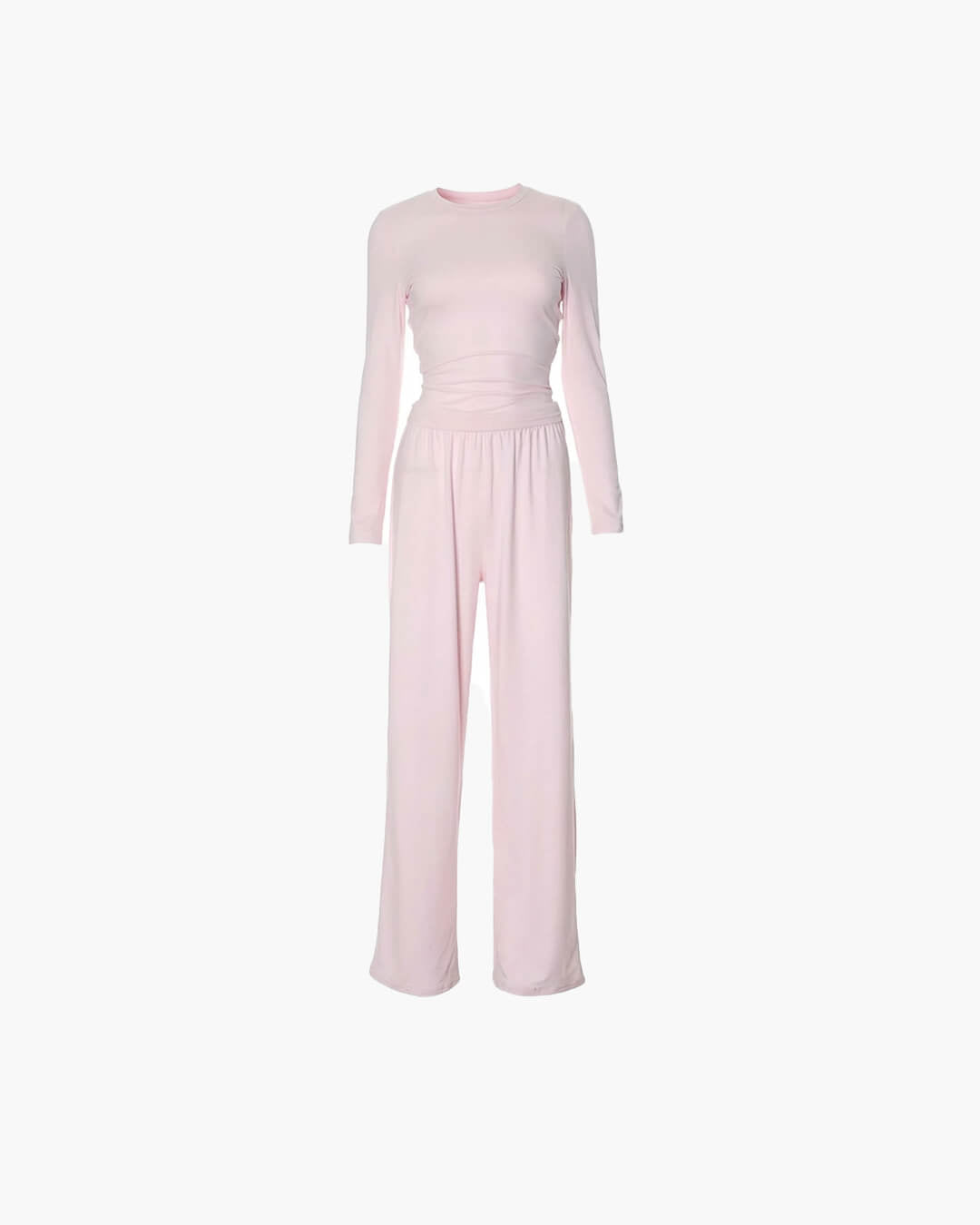 SOERA Meryll Long Sleeve Top and Wide Leg Trousers Set - Matching Sets - 1005007968374050-;jU1769414229222390235 Pink S