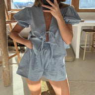 Conjunto Bianca de xadrez, 2 peças, com laço à frente