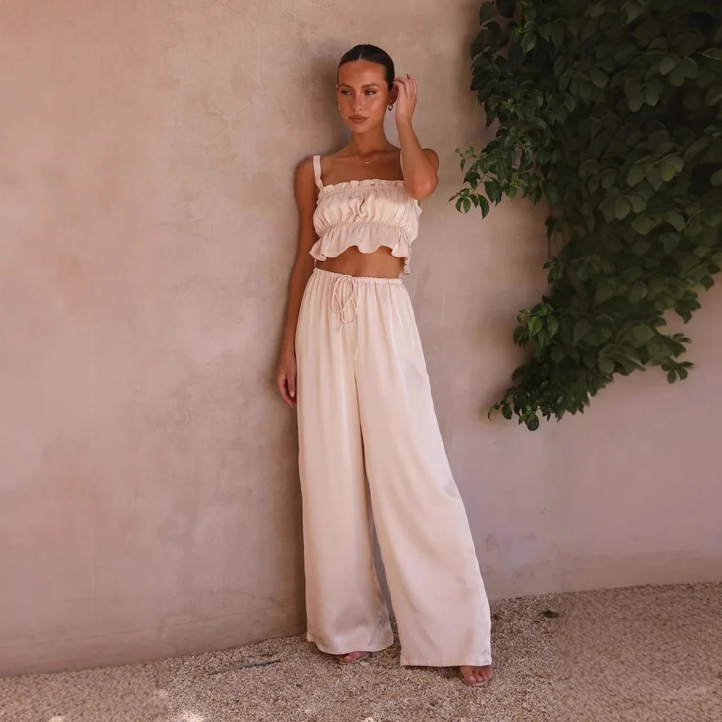 Conjunto Helen de perna larga com folhos