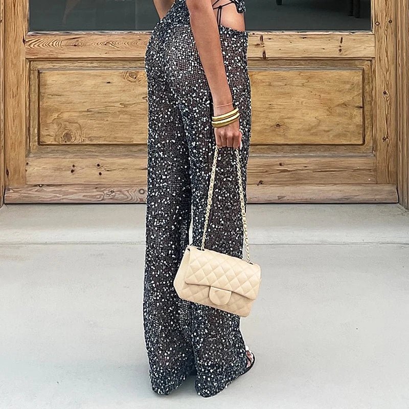 SOERA Bianca Sequin Straight Leg Pants - Pants -  Black M