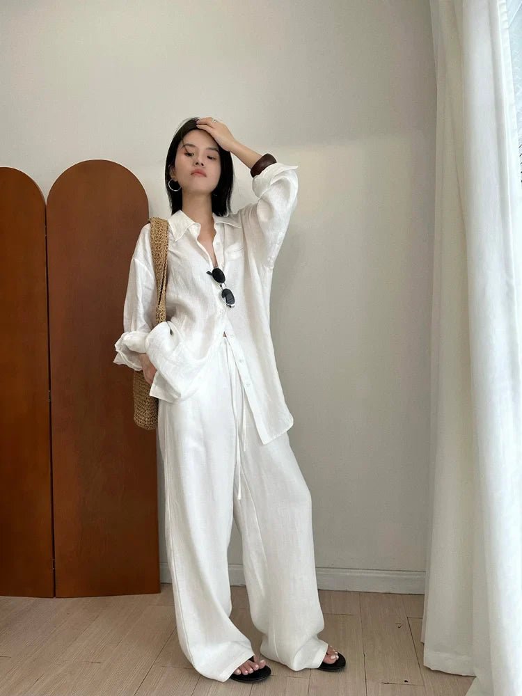 SOERA Kendall Wide Leg Linen Pants - Pants - 1005008535976378-;GI1774621567409367009 White S