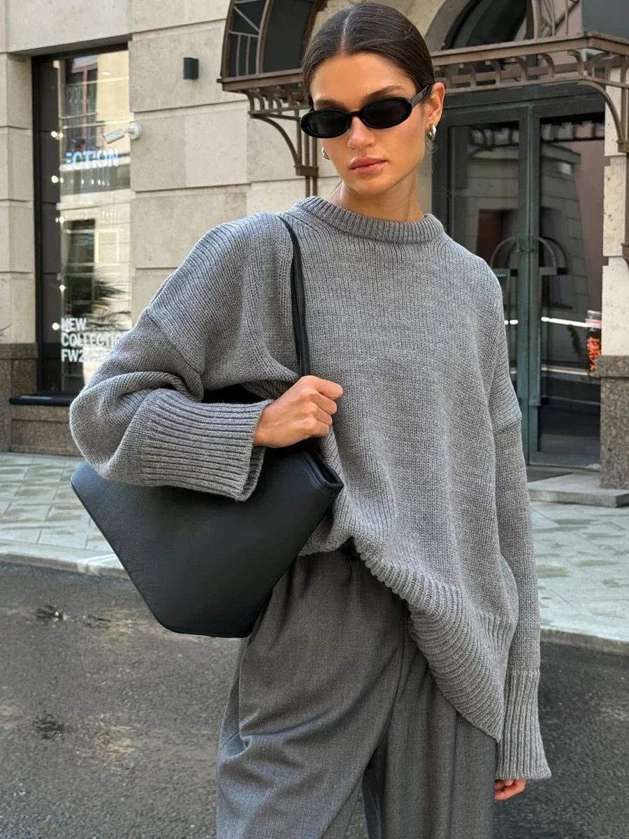 SOERA Georgette Ribbed Knit Sweater - Pullover - Bh1768690473142275069 Grey S