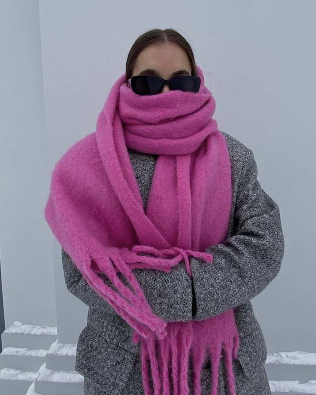 SOERA Tanya Tasseled Winter Scarf - Scarf - 1005009466241802-;rq1764703454511070369 Fuchsia