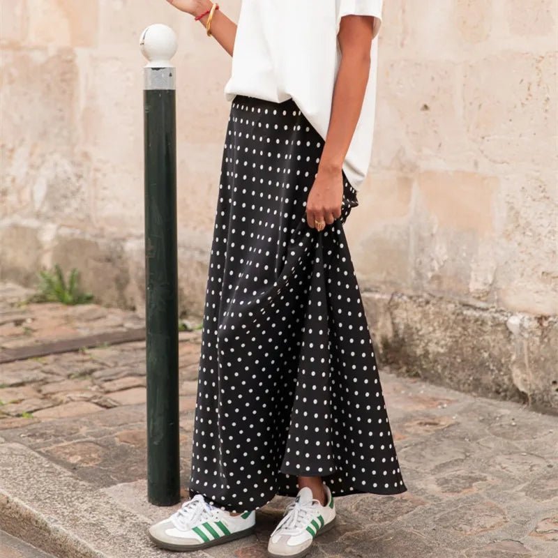 SOERA Beatrice Polka Dot Satin Maxi Skirt - Skirts -  Coffee S