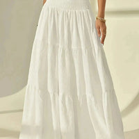 Saia Maxi Calla com Camadas, Cintura Elástica