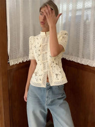 Cardigã Brielle em renda patchwork