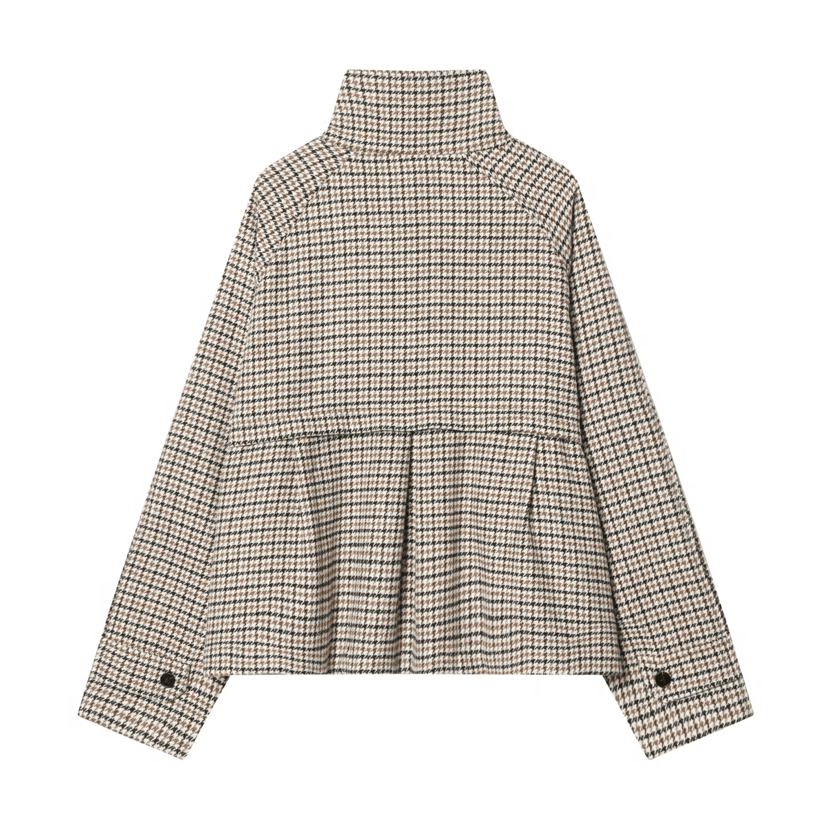 SOERA Amelia High-Collar Houndstooth Cropped Jacket - Top - SOERA-085187-ASP-L-68611 Beige L