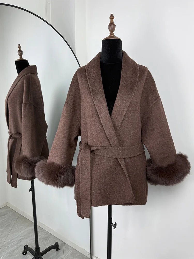 SOERA Wool Coat with Faux Fur - Women's Coats & Jackets - 3256809512722732-;qd1766845283309223046 Coffee S