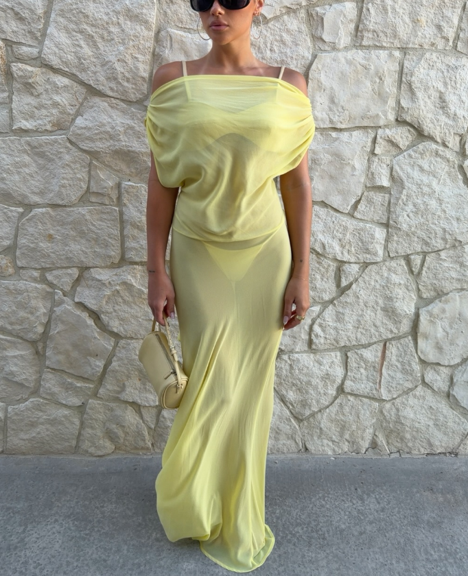 Iris vestido maxi em rede com costas descobertas